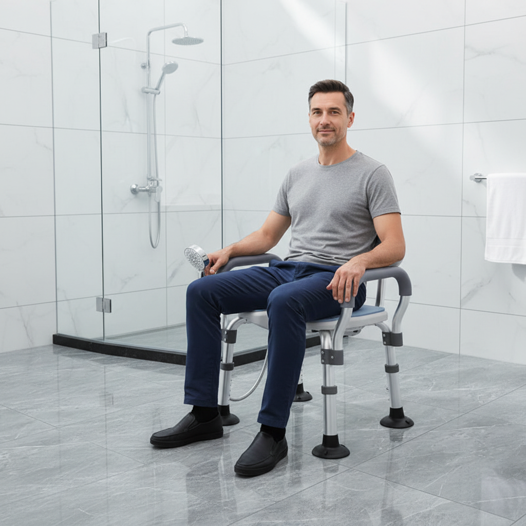 Japanese Anti-Slip Bath Stool – Foldable Shower Chair with Drainage Holes and Sturdy Support for Elderly, Pregnant and Everyday Bathroom Users
