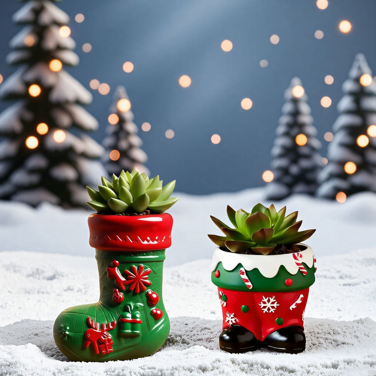 Christmas Silicone Epoxy Mold Set – DIY Candle Cup, Flower Pot & Gypsum Holder Moulds for Home Aromatherapy & Holiday Craft Making