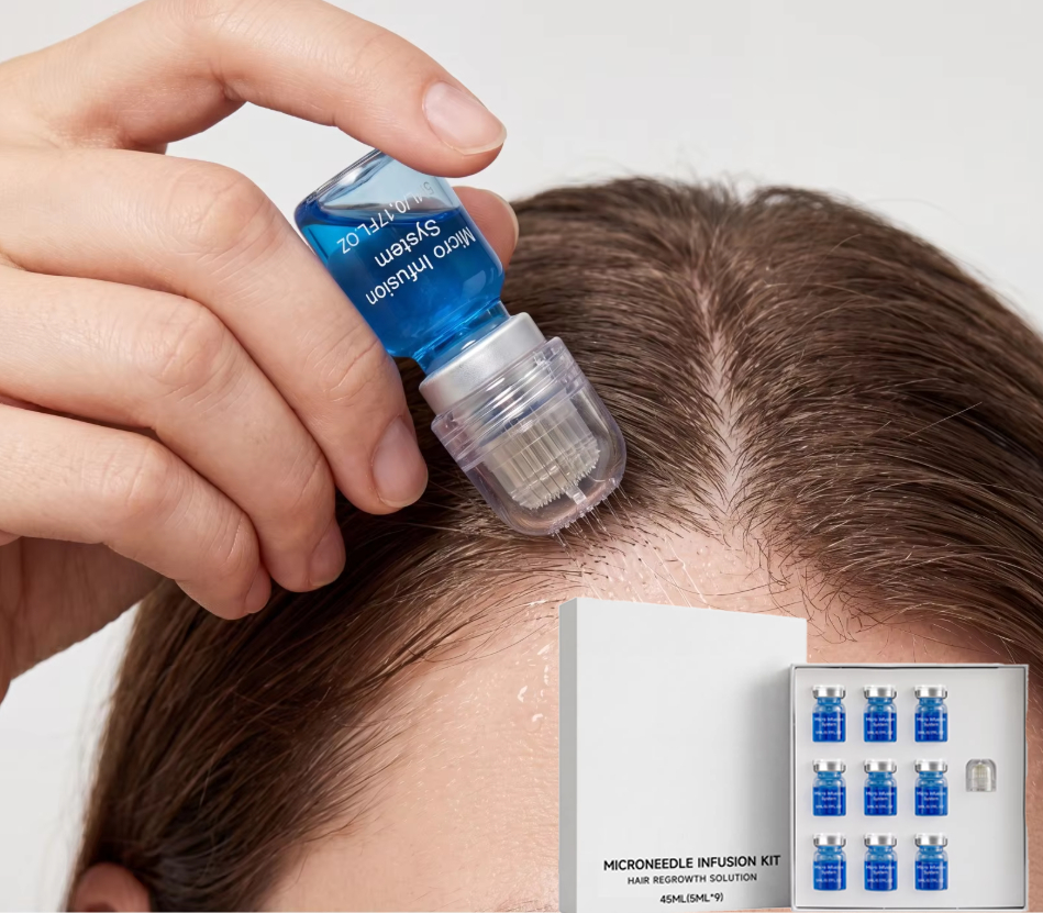Microneedle Hair Care Kit – Scalp Nourishing Serum and Needle Head Set for Targeted Hair Maintenance, Root Care and At-Home Grooming