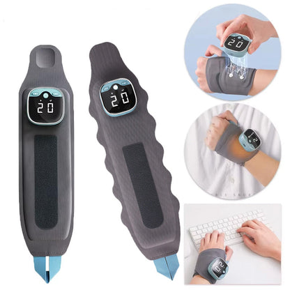 Electric Heating Wrist Massager with EMS Microcurrent – Hot Compress and Vibration Therapy Device for Pain Relief and Support