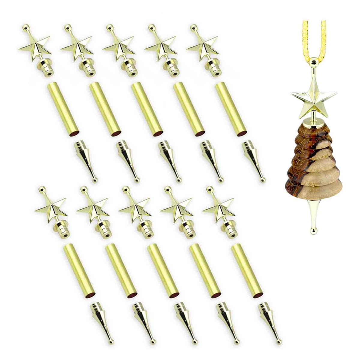Christmas Tree Ornament Woodturning Kit – 10-Piece DIY Hanging Decoration Set for Holiday Crafts, Turning Projects & Festive Displays