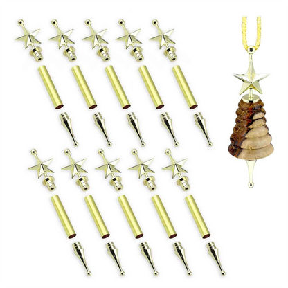 Christmas Tree Ornament Woodturning Kit – 10-Piece DIY Hanging Decoration Set for Holiday Crafts, Turning Projects & Festive Displays