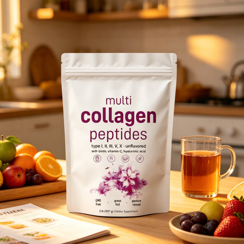 Multi Collagen Peptides Powder – Hydrolyzed Protein Blend with Types I, II, III, V and X for Convenient Daily Collagen Supplementation