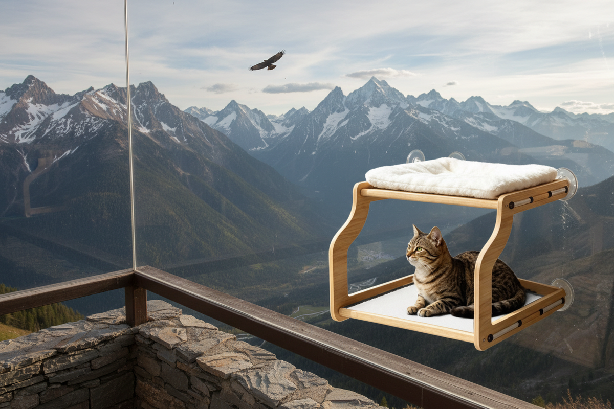 Heavy-Duty Cat Window Perch – Breathable Suction Cup Hammock Seat for Small, Medium and Large Cats to Lounge and Watch Outdoors