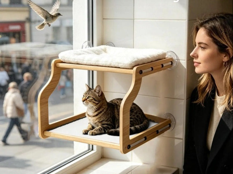 Heavy-Duty Cat Window Perch – Breathable Suction Cup Hammock Seat for Small, Medium and Large Cats to Lounge and Watch Outdoors