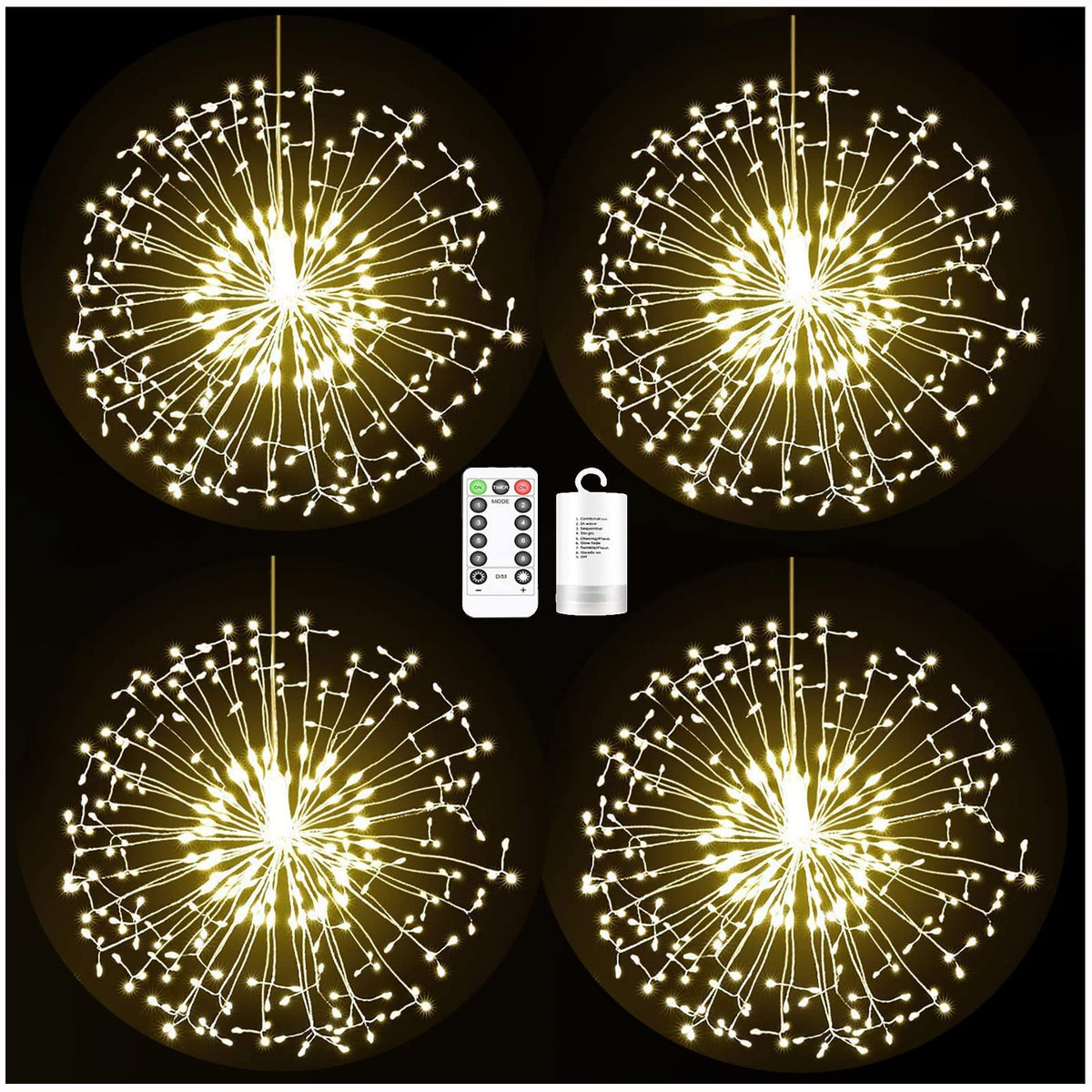 Dandelion Firework LED Lights – Remote Controlled Starburst Fairy Lights for Christmas, Weddings and Outdoor Decor