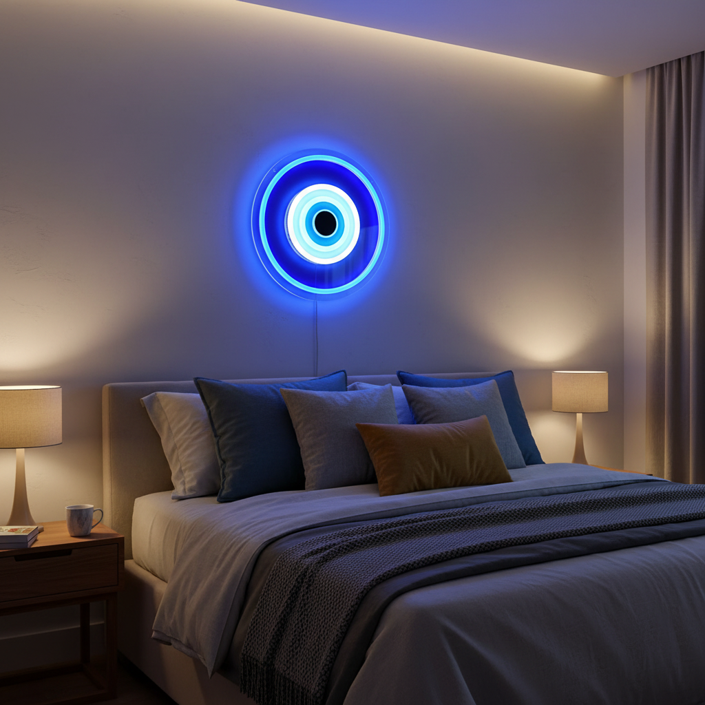 Dimmable Evil Eye Neon Sign – USB LED Wall Light for Bars, Garages, Bedrooms, Cafes and Man Caves with Mystical Home Decor