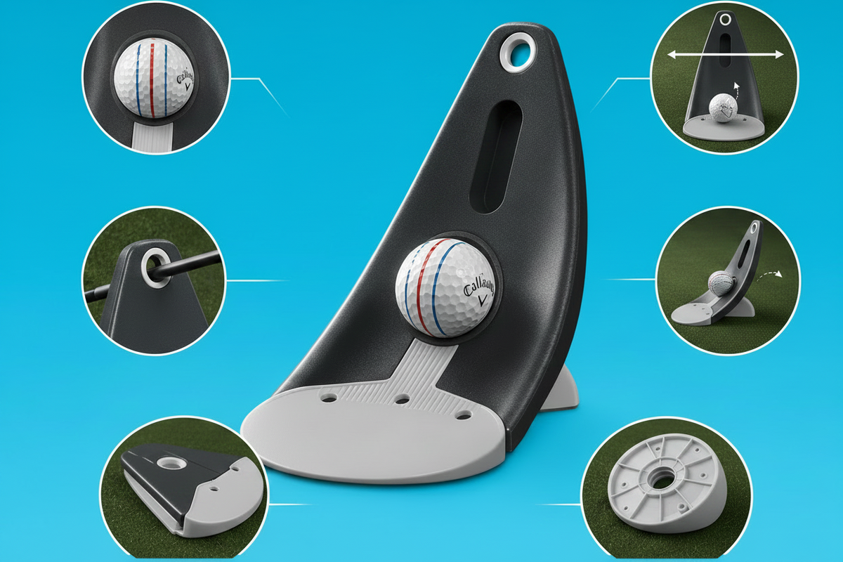 Portable Golf Putter Alignment Tool – Foldable Indoor and Outdoor Practice Holder with Triple Aim Points for Stable, Accurate Putting Training