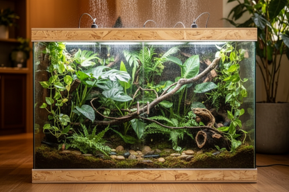 Reptile Terrarium with Rain System – Glass Heated Vivarium and Climbing Enclosure for Chameleons, Lizards, Sugar Gliders and Exotic Pets