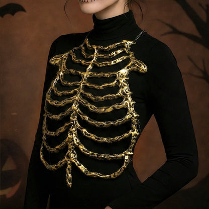 Halloween Skeleton Chest Prop – Hollow Skull and Breastbone Frame Costume Accessory for Cosplay, Haunted Parties, Performances and Spooky Holiday Decor