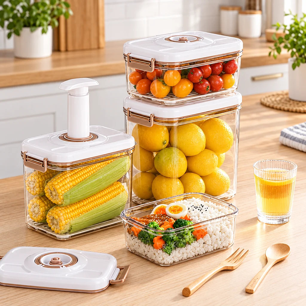 Vacuum Food Storage Container – Sealed Grain Tank and Drainable Refrigerator Fresh-Keeping Box for Organized, Space-Saving Kitchen Food Storage