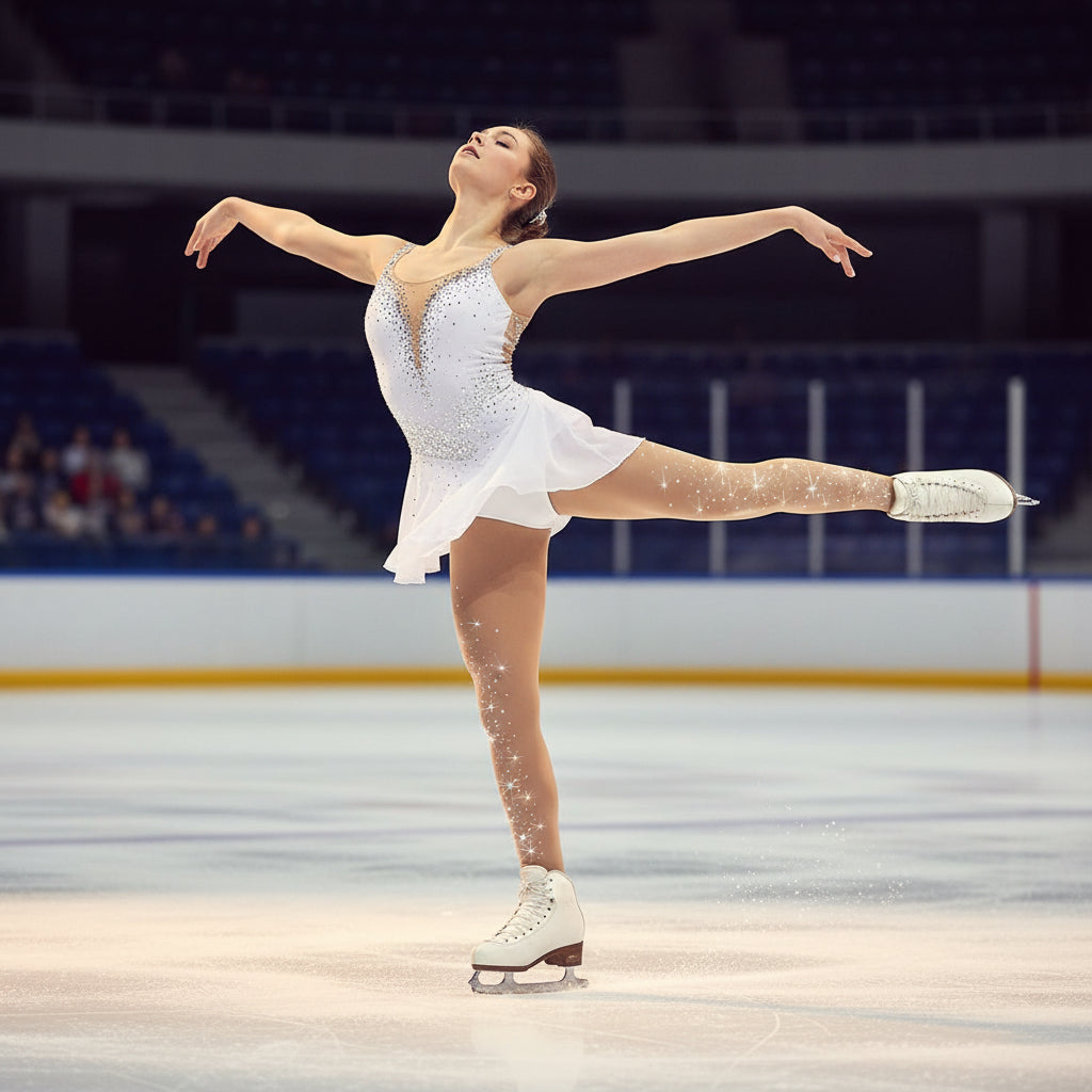 Rhinestone Figure Skating Tights – Stretch Performance Pants for Ice Skating, Gymnastics, Dance and Training Comfort