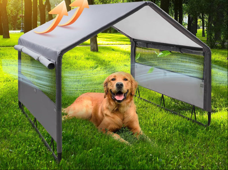 Waterproof Outdoor Dog Tent – Windowed Sunshade Cot Shelter for Comfortable Pet Rest, Camping, Backyard Lounging and Warm-Weather Adventures