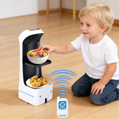 Remote-Controlled Food Delivery Robot Toy – Electric Transport Car for Carrying Small Items, Interactive Games and Funny Birthday Surprise Gifts