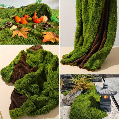 Artificial Fresh Green Moss Mat – Realistic Polyester Lawn Decor for Parties, Events, Indoor Displays, Outdoor Styling and Creative Backdrops