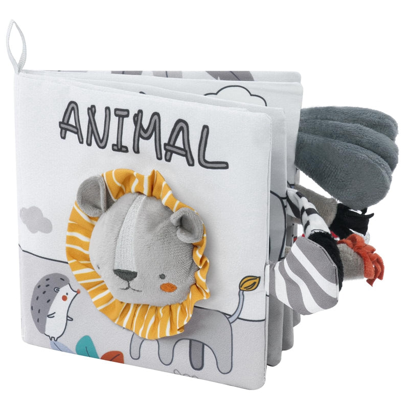 Crinkle Cloth Baby Book - Touch and Feel Sensory Learning Toy for Early Education, Stroller Play and Cognitive Growth