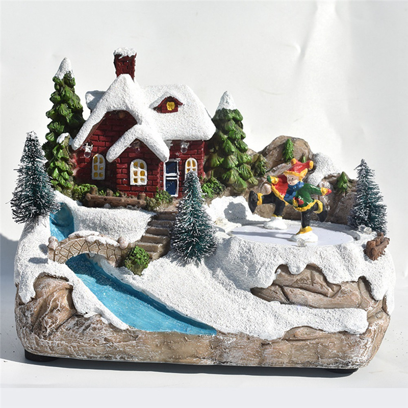 Glowing Christmas Village Resin Houses – Snowy LED Light Décor for Home Displays, Winter Scenes, Holiday Table Decorations, and Christmas Atmosphere