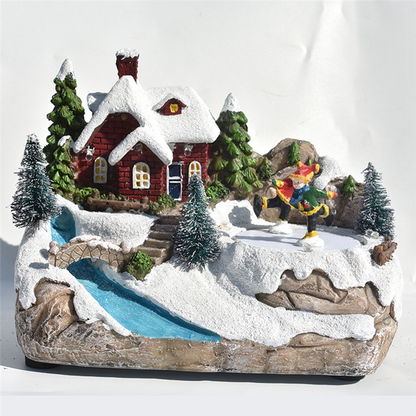 Glowing Christmas Village Resin Houses – Snowy LED Light Décor for Home Displays, Winter Scenes, Holiday Table Decorations, and Christmas Atmosphere