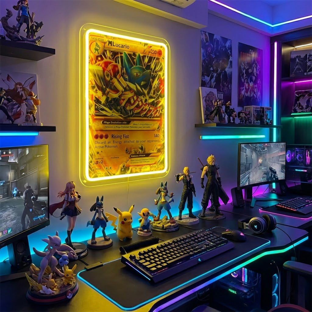 Furious Fists Neon Sign – Anime Acrylic LED Light for Kids Birthdays, Bedrooms, Game Rooms and Fun Collectible Wall Decor