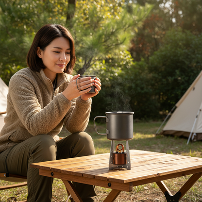 Ultralight Alcohol Burner Stove – Compact Survival Camping Cooker for Easy Carrying, Outdoor Tea Brewing, Backpacking, Picnics and Emergency Meal Prep