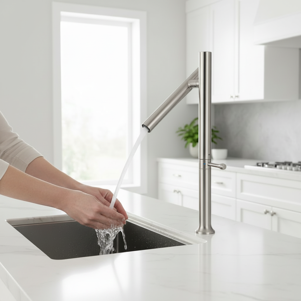 Stainless Steel Kitchen Faucet – Folding 360° Rotating Hot and Cold Mixer Tap with Ceramic Valve for Modern Sink Upgrades