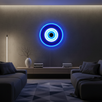 Dimmable Evil Eye Neon Sign – USB LED Wall Light for Bars, Garages, Bedrooms, Cafes and Man Caves with Mystical Home Decor