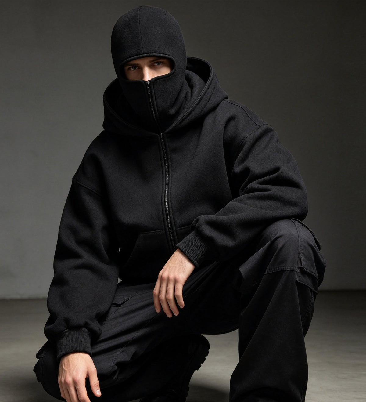 Unisex Windproof Double Hood Sweatshirt – Full Zip Loose Streetwear Coat for Autumn Winter, Casual Layering and Cold Weather Protection