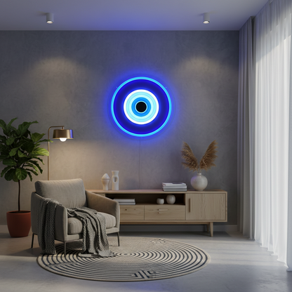 Dimmable Evil Eye Neon Sign – USB LED Wall Light for Bars, Garages, Bedrooms, Cafes and Man Caves with Mystical Home Decor