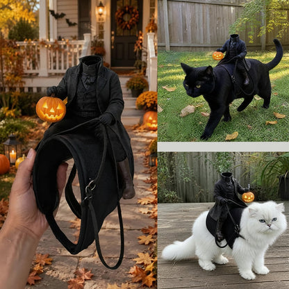Headless Knight Pet Costume – 3D Pumpkin Lantern Halloween Outfit for Cats and Dogs, Funny Party Vest and Spooky Photo Accessory