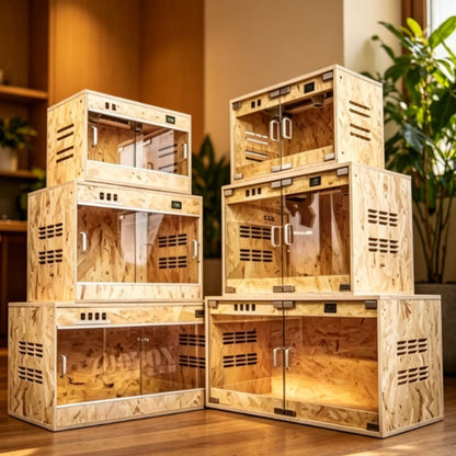 Reptile Terrarium with Rain System – Glass Heated Vivarium and Climbing Enclosure for Chameleons, Lizards, Sugar Gliders and Exotic Pets