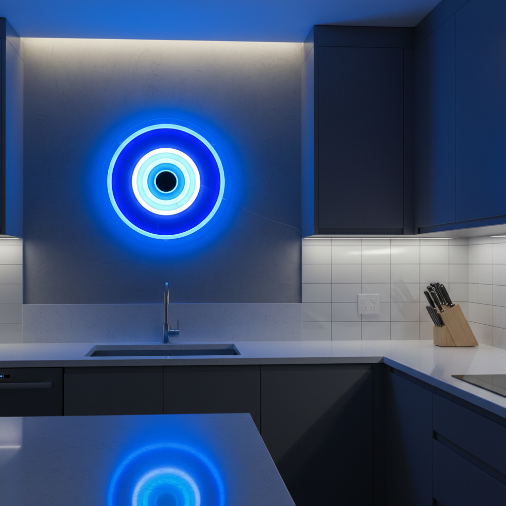 Dimmable Evil Eye Neon Sign – USB LED Wall Light for Bars, Garages, Bedrooms, Cafes and Man Caves with Mystical Home Decor