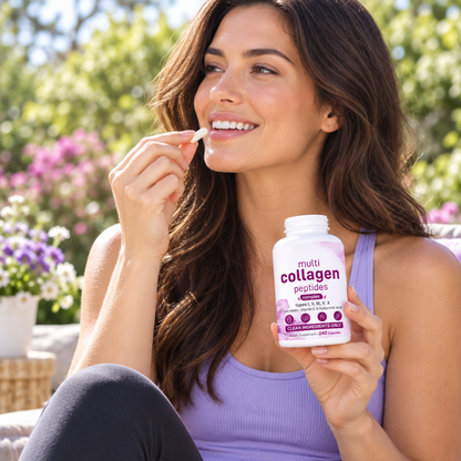 Multi Collagen Peptides Capsules – 240-Count Types I, II, III, V and X with Biotin, Vitamin C and Hyaluronic Acid