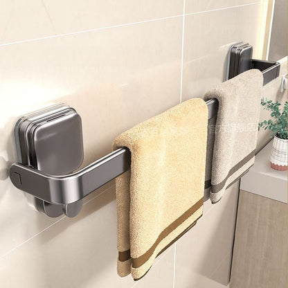 Folding Suction Cup Towel Rack – No-Drill Wall-Mount Bathroom Hand Towel Holder for Space-Saving, Convenient and Damage-Free Organization