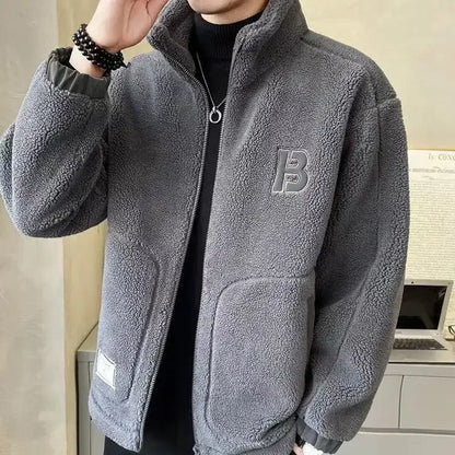 Men’s Thick Faux Wool Jacket – Cashmere Cotton Winter Coat for Casual Sportswear, Warm Daily Outfits, Holiday Season Fashion, Christmas Sale Style