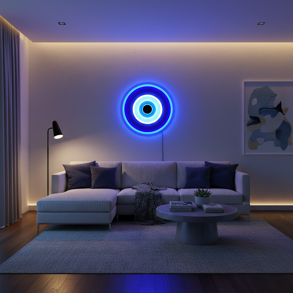 Dimmable Evil Eye Neon Sign – USB LED Wall Light for Bars, Garages, Bedrooms, Cafes and Man Caves with Mystical Home Decor