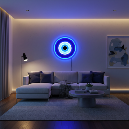 Dimmable Evil Eye Neon Sign – USB LED Wall Light for Bars, Garages, Bedrooms, Cafes and Man Caves with Mystical Home Decor