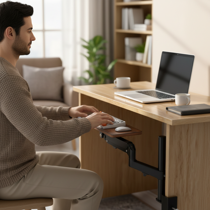Under-Desk Keyboard Tray – Space-Saving Ergonomic Typing Platform for DIY Workstations, Cleaner Desktops and More Comfortable Office Keyboard Positioning