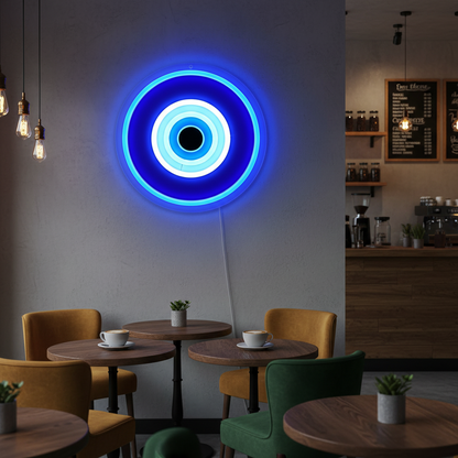Dimmable Evil Eye Neon Sign – USB LED Wall Light for Bars, Garages, Bedrooms, Cafes and Man Caves with Mystical Home Decor
