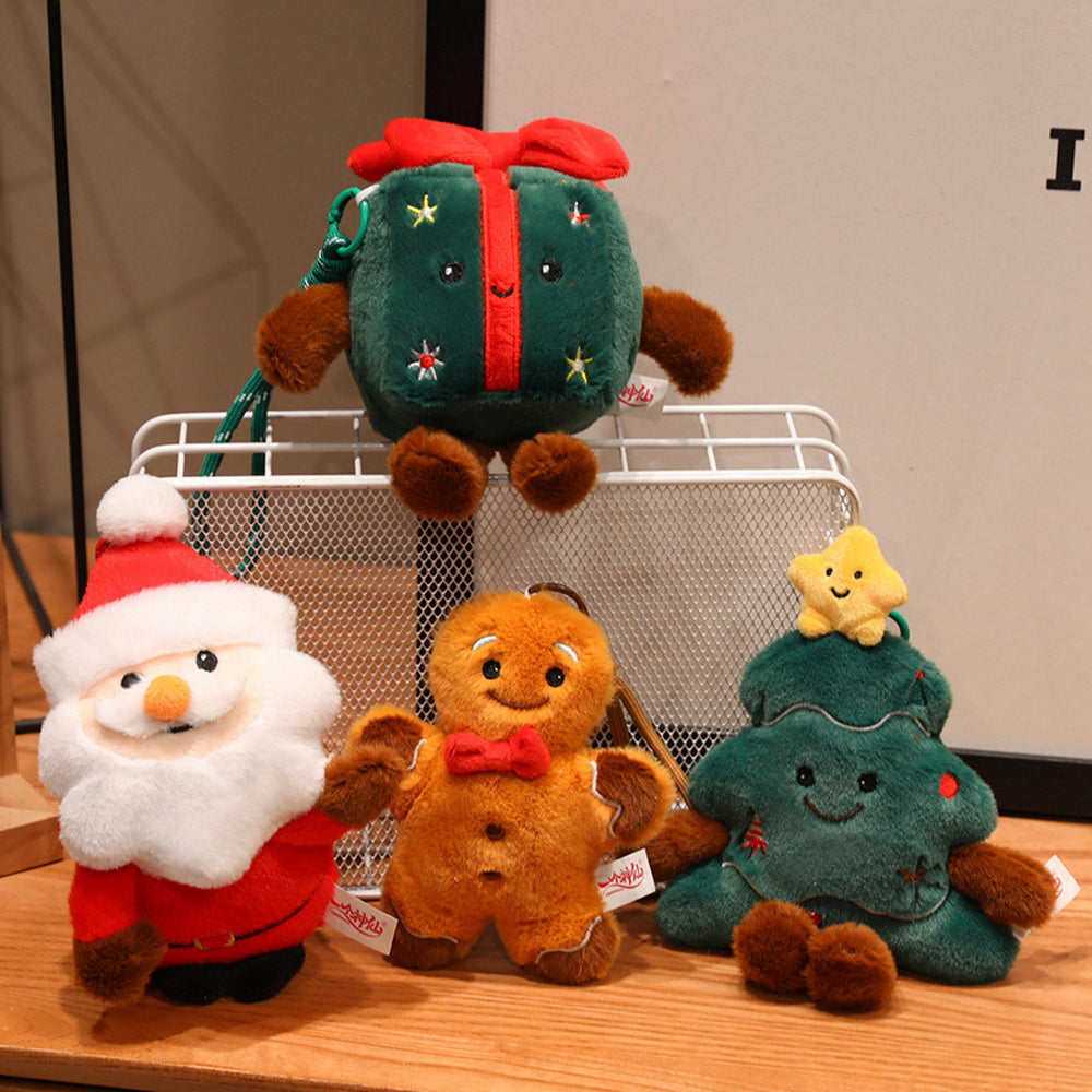 Gingerbread Man Plush Pendant - Christmas Tree Hanging Plush Toy, Soft Stuffed Ornament for Bags, Holiday Gifting and Cute Seasonal Decor