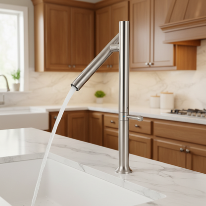 Stainless Steel Kitchen Faucet – Folding 360° Rotating Hot and Cold Mixer Tap with Ceramic Valve for Modern Sink Upgrades