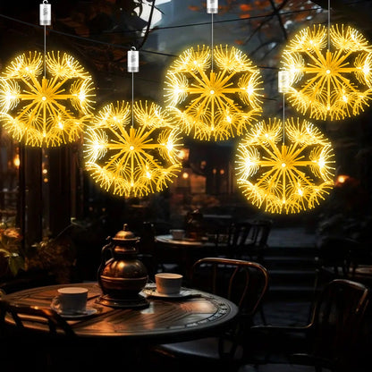 LED Dandelion Firework Lights – 19-LED 8-Mode Outdoor Starburst Lamps with Remote for Home, Weddings, Parties & Festive Holiday Décor
