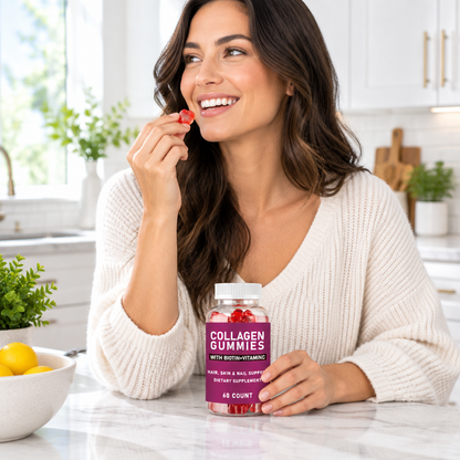 Collagen Biotin Gummy Bears – Chewable Daily Beauty Supplement with Collagen and Biotin in a Convenient, Delicious Gummy Format