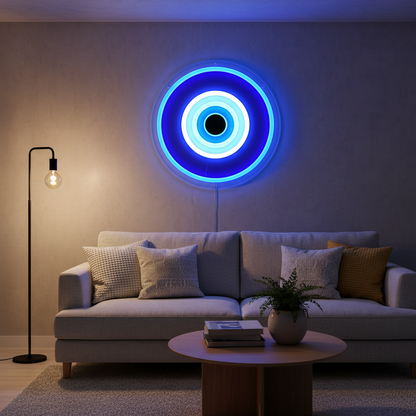 Dimmable Evil Eye Neon Sign – USB LED Wall Light for Bars, Garages, Bedrooms, Cafes and Man Caves with Mystical Home Decor