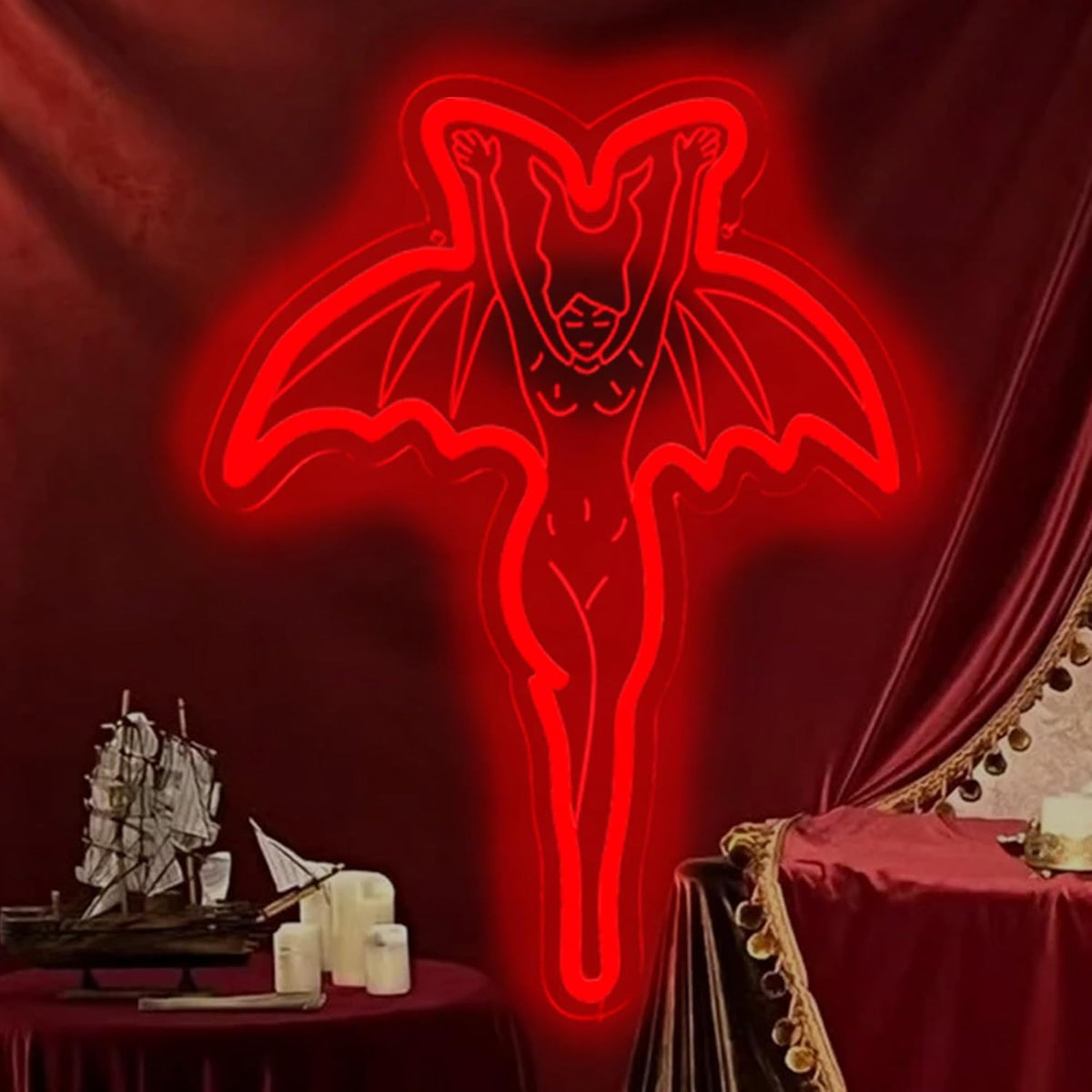 Vampire Halloween Neon Sign – Gothic LED Wall Light for Parties, Bedrooms and Haunted Decor with Spooky Ghost-Inspired Nighttime Ambience