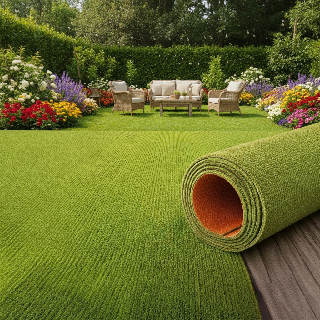 Faux Grass Area Rug – Non-Slip Artificial Turf Mat for Indoor and Outdoor Spaces, Doorways, Bedrooms and Noise-Reducing Floor Decor