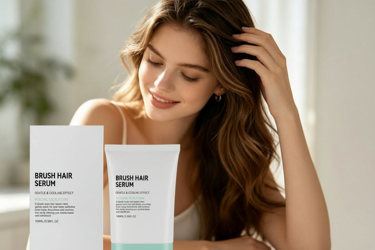 PDRN Hair Serum with Built-In Brush – Scalp Massager Formula for Stronger-Looking Roots, Daily Nourishment and Healthy Hair-Care Maintenance