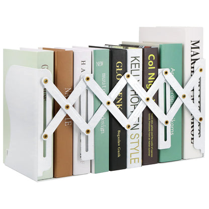 Adjustable Desktop Bookshelf – Telescopic Book Organizer with Bookends for Students, Home Office and Study Desk Storage