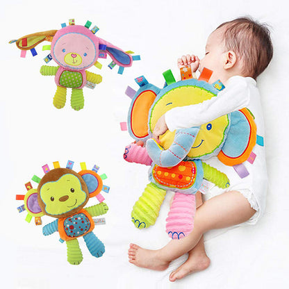 Plush Elephant Baby Lovey – Soft Stuffed Animal with Bell and Built-In Rattles for Newborn Sensory Development, Comfort and Gifting