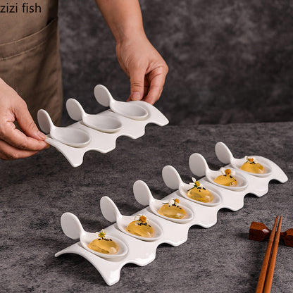 Ceramic Sushi Serving Plate – Elegant Caviar, Sashimi and Dim Sum Dish for Desserts, Snacks, Fruit, Seasonings and Stylish Dining