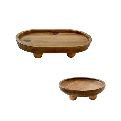 Mini Wooden Pedestal Stand – Rustic Table Riser Organizer for Countertop Displays, Home Decor, Candles, Plants & Kitchen Accessories